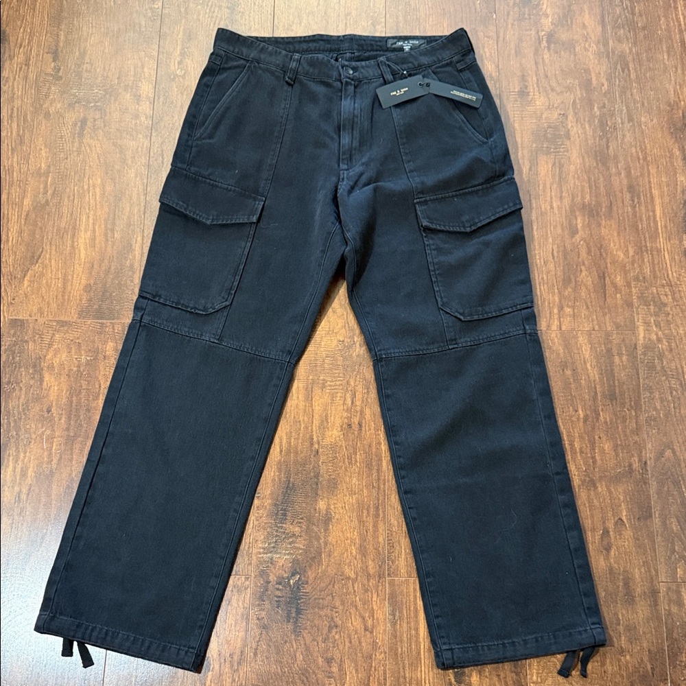 rag & bone Midnight Black Cargo Pants 33x32 NWT